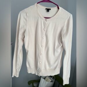 Ann Taylor Factory Cream Button-Front Cardigan Size Small GUC